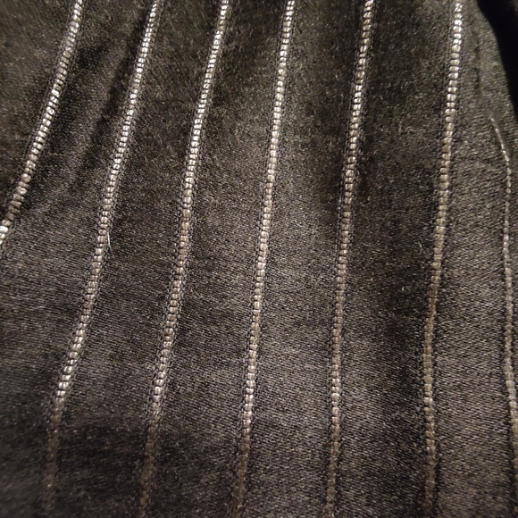 Armani Collezioni Silver Pin Strip Dark Gray Wide Leg Pants, Size 10 - Picture 6 of 13